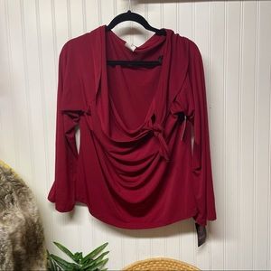 NWT Wrapper Red Blouse Cowl Neck 3X Top